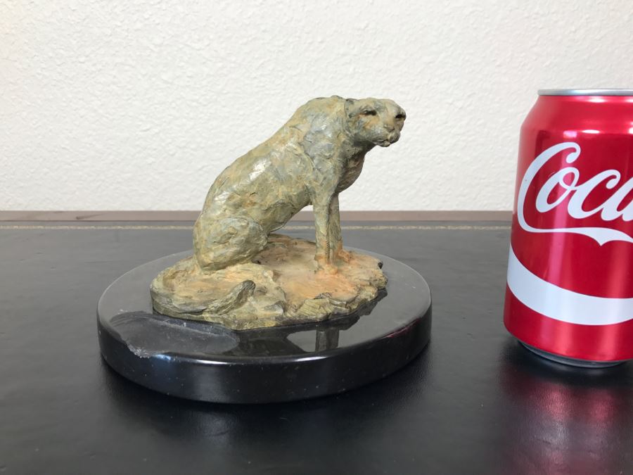 Richard D. MacDonald 1998 Limited Edition Bronze Sculpture 'Cheetah Study II' 5 1/2' X 5 3/4' X 4' 82 Of 250 With COA Estimate $450 [Photo 3]