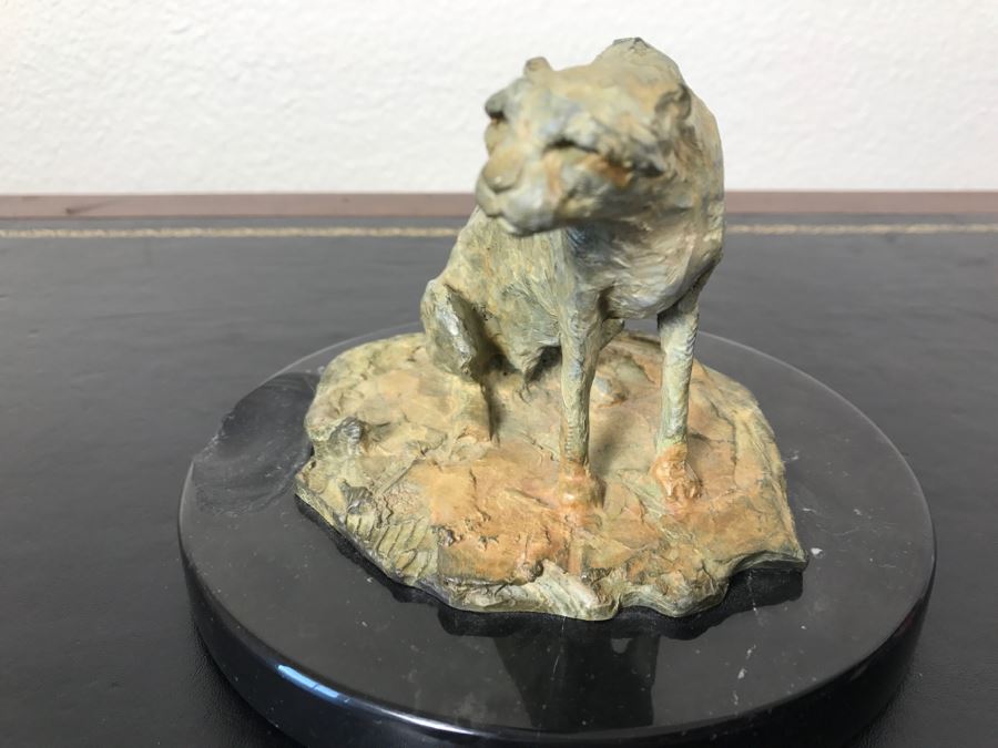 Richard D. MacDonald 1998 Limited Edition Bronze Sculpture 'Cheetah Study II' 5 1/2' X 5 3/4' X 4' 82 Of 250 With COA Estimate $450 [Photo 16]