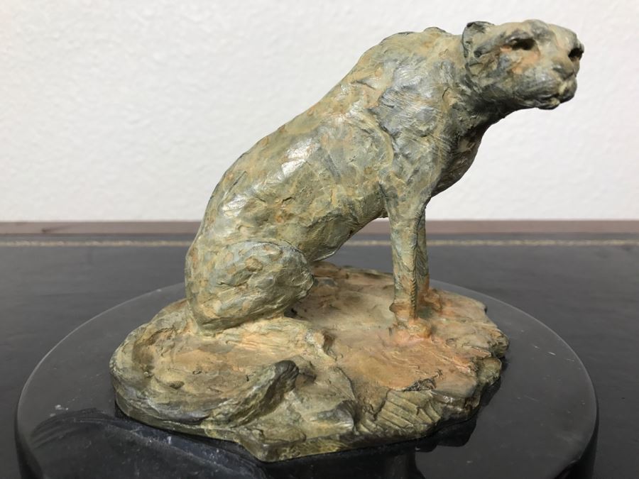 Richard D. MacDonald 1998 Limited Edition Bronze Sculpture 'Cheetah Study II' 5 1/2' X 5 3/4' X 4' 82 Of 250 With COA Estimate $450 [Photo 4]
