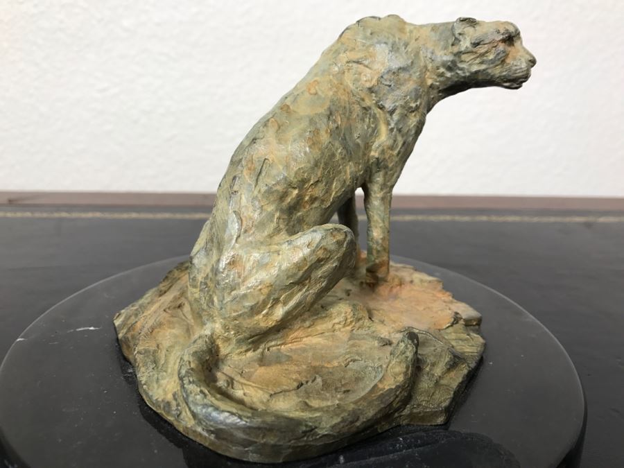 Richard D. MacDonald 1998 Limited Edition Bronze Sculpture 'Cheetah Study II' 5 1/2' X 5 3/4' X 4' 82 Of 250 With COA Estimate $450 [Photo 7]