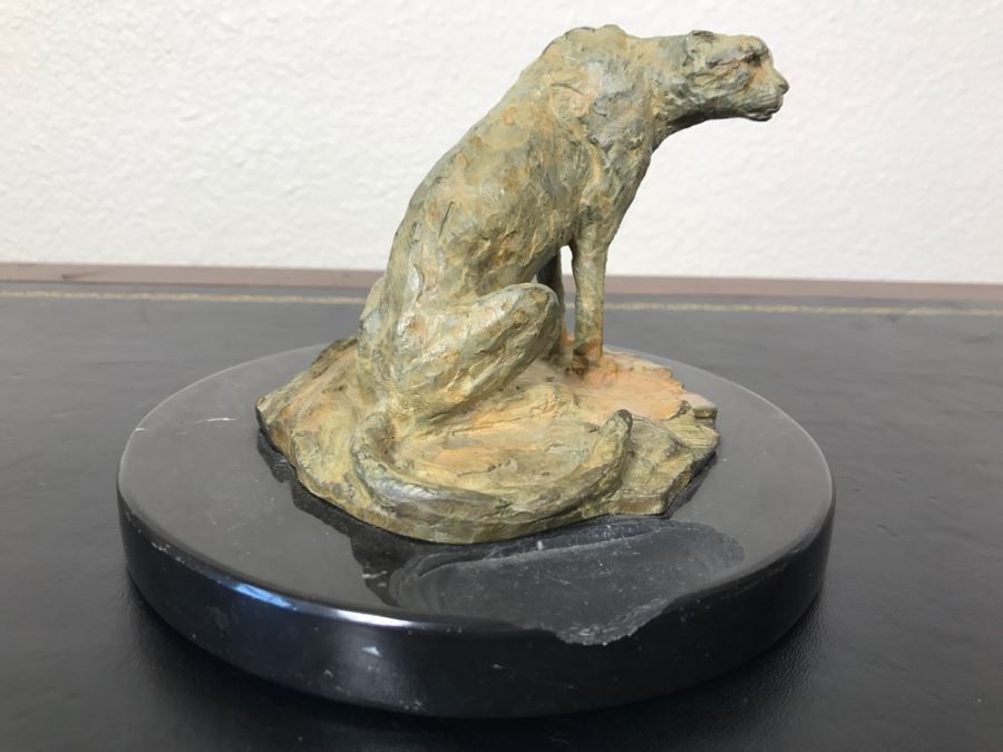 Richard D. MacDonald 1998 Limited Edition Bronze Sculpture 'Cheetah Study II' 5 1/2' X 5 3/4' X 4' 82 Of 250 With COA Estimate $450 [Photo 6]