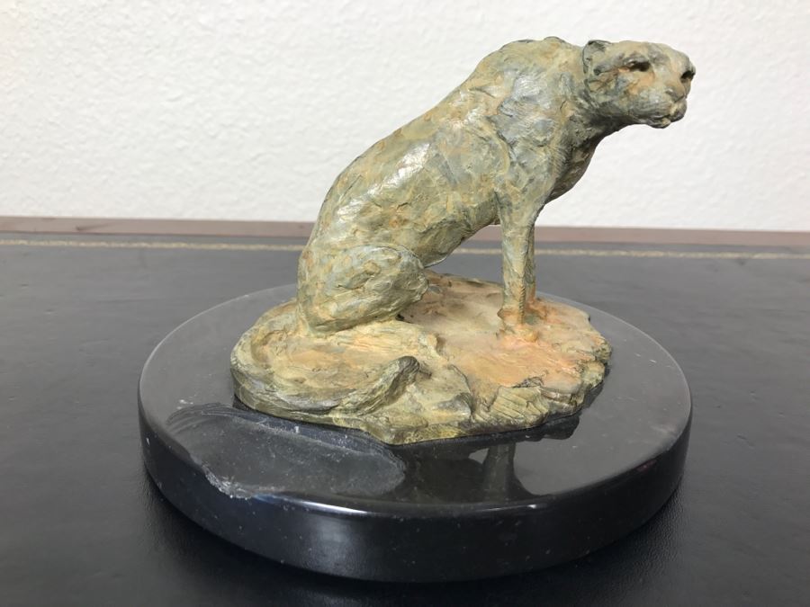 Richard D. MacDonald 1998 Limited Edition Bronze Sculpture 'Cheetah Study II' 5 1/2' X 5 3/4' X 4' 82 Of 250 With COA Estimate $450 [Photo 1]