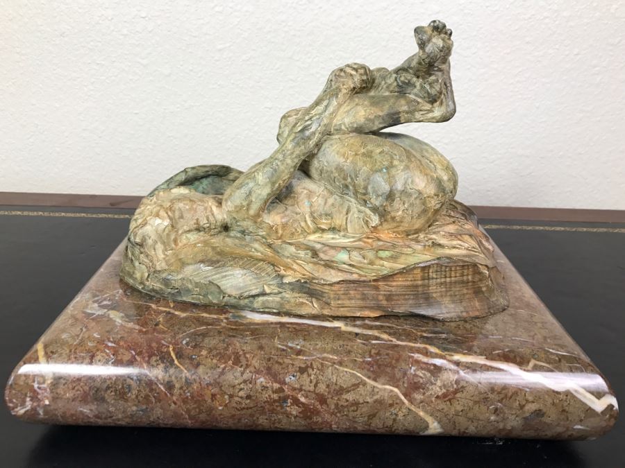 Richard D. MacDonald 2000 Limited Edition Bronze Sculpture Of Reclining Nude Woman On Heavy Marble Base 17 Of 90 Estimate $5,200