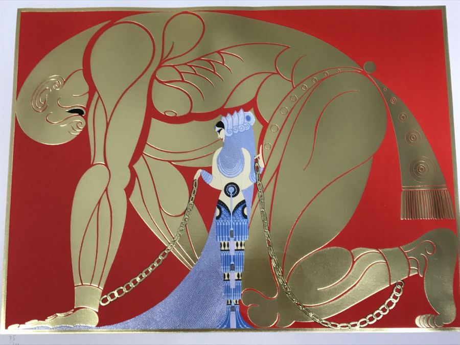 Romain Erte Framed Limited Edition Serigraph Print With Gold Foil Stamping Title 'Samson & Delilah' Signed By ERTE 75 Of 300 37' X 31.5' Retails $11,850 [Photo 8]