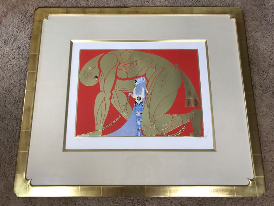 Romain Erte Framed Limited Edition Serigraph Print With Gold Foil Stamping Title 'Samson & Delilah' Signed By ERTE 75 Of 300 37' X 31.5' Retails $11,850 [Photo 2]