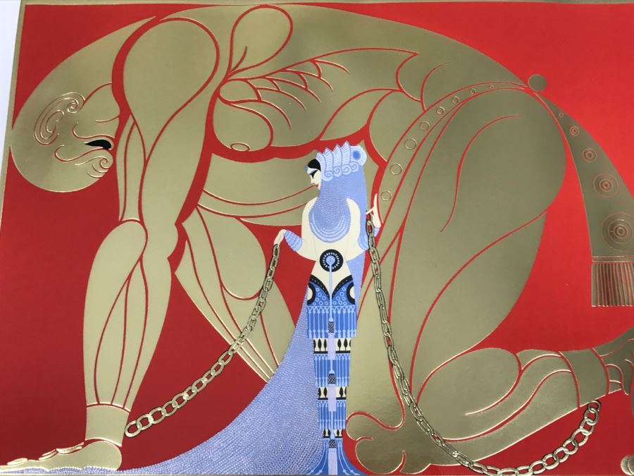 Romain Erte Framed Limited Edition Serigraph Print With Gold Foil Stamping Title 'Samson & Delilah' Signed By ERTE 75 Of 300 37' X 31.5' Retails $11,850 [Photo 7]