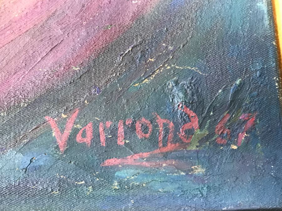 1967 Original Oil Painting On Canvas By Manuel Varrona Titled 'Tortillera' Exhibited In Paris, France At The International Festival Of The Painting 44' X 34' Estimate $1,500 [Photo 8]