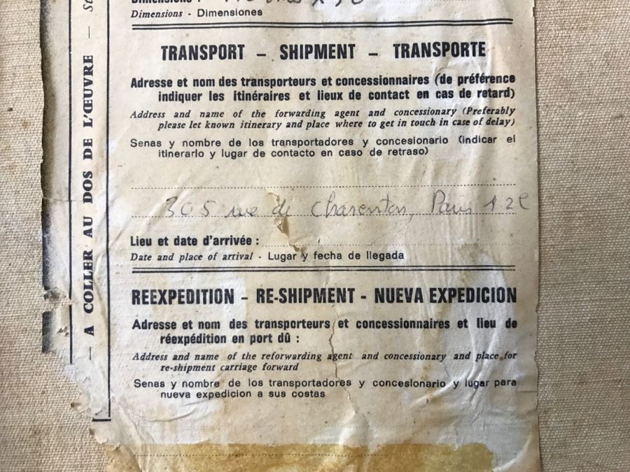 1967 Original Oil Painting On Canvas By Manuel Varrona Titled 'Tortillera' Exhibited In Paris, France At The International Festival Of The Painting 44' X 34' Estimate $1,500 [Photo 23]