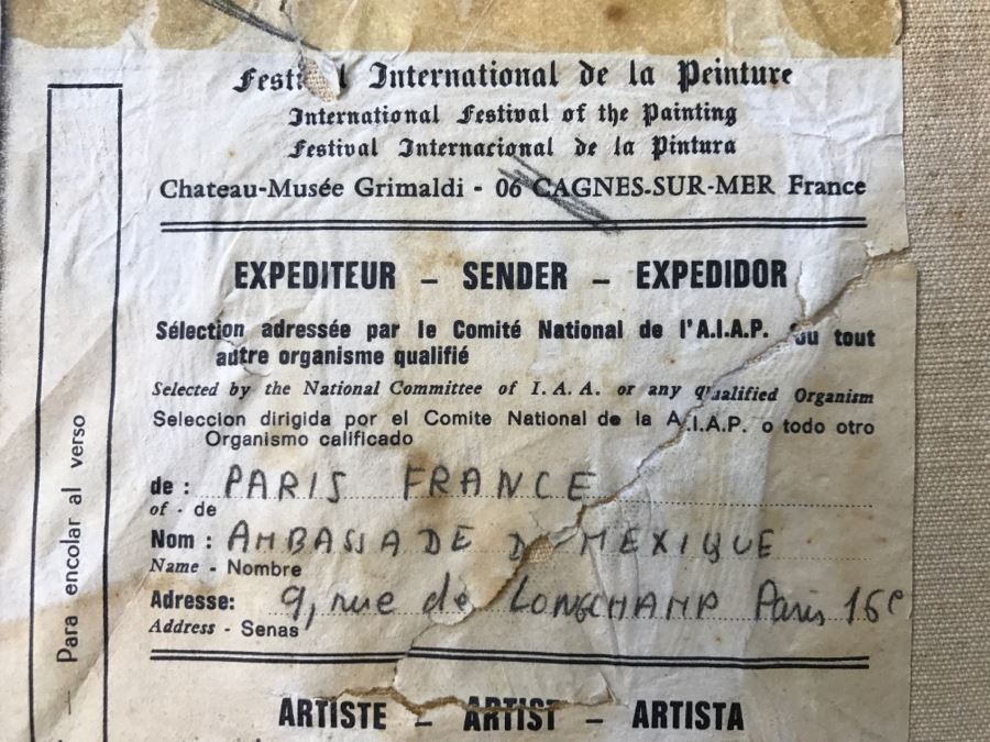 1967 Original Oil Painting On Canvas By Manuel Varrona Titled 'Tortillera' Exhibited In Paris, France At The International Festival Of The Painting 44' X 34' Estimate $1,500 [Photo 19]