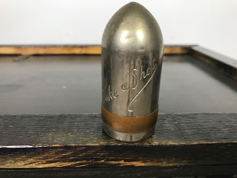 Very Cool Folk Art Military Themed Bar Wine Storage Locker With Trench Art 'Take A Shot' Bullet Shot Glasses Plus Bottle Openers - See All Photos [Photo 4]