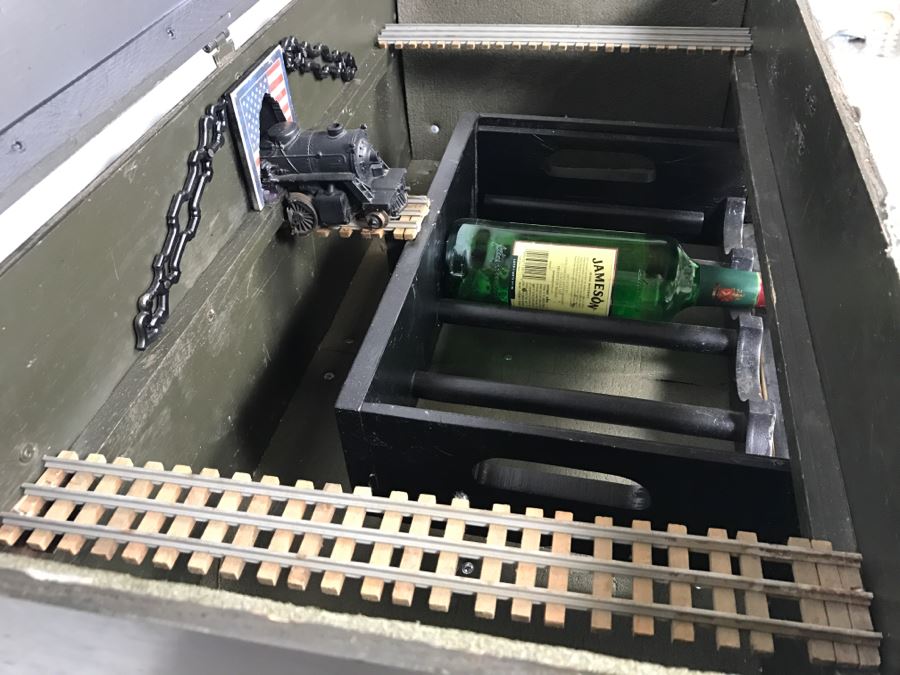 Very Cool Folk Art Military Themed Bar Wine Storage Locker With Trench Art 'Take A Shot' Bullet Shot Glasses Plus Bottle Openers - See All Photos [Photo 42]