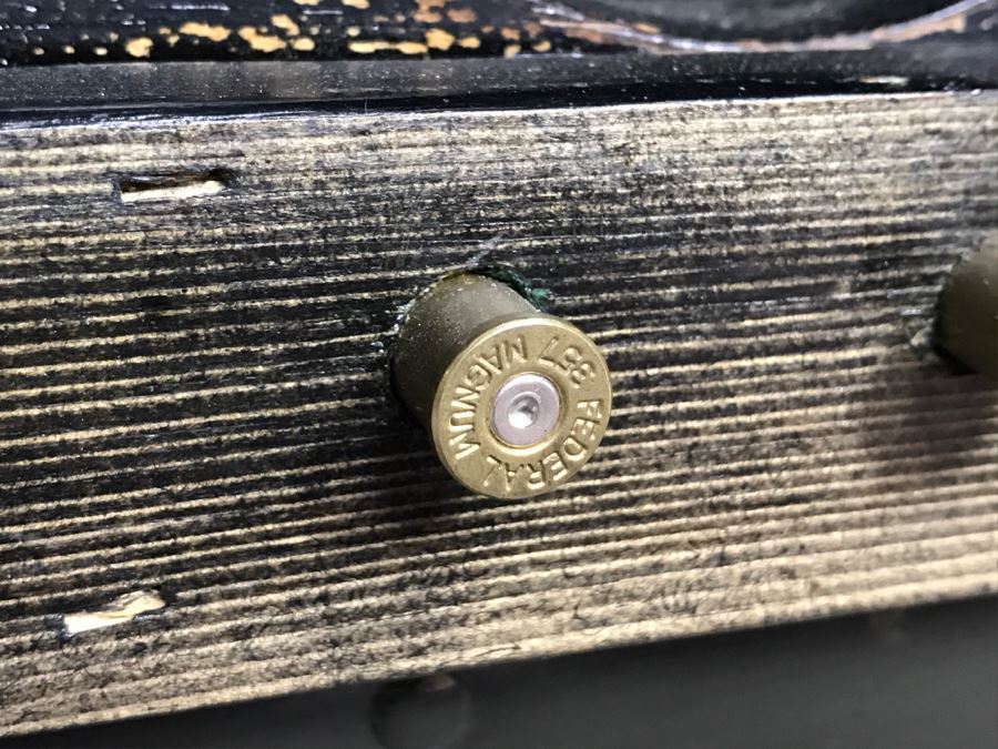 Very Cool Folk Art Military Themed Bar Wine Storage Locker With Trench Art 'Take A Shot' Bullet Shot Glasses Plus Bottle Openers - See All Photos [Photo 10]