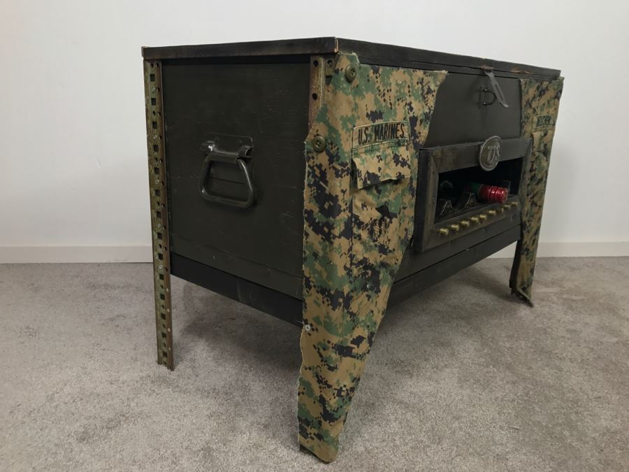 Very Cool Folk Art Military Themed Bar Wine Storage Locker With Trench Art 'Take A Shot' Bullet Shot Glasses Plus Bottle Openers - See All Photos [Photo 26]