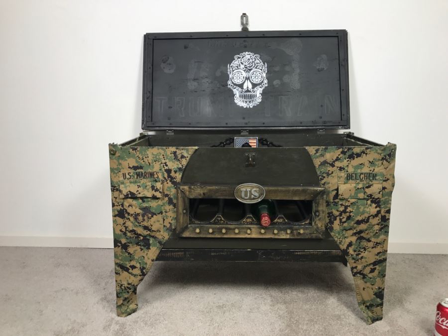 Very Cool Folk Art Military Themed Bar Wine Storage Locker With Trench Art 'Take A Shot' Bullet Shot Glasses Plus Bottle Openers - See All Photos [Photo 31]