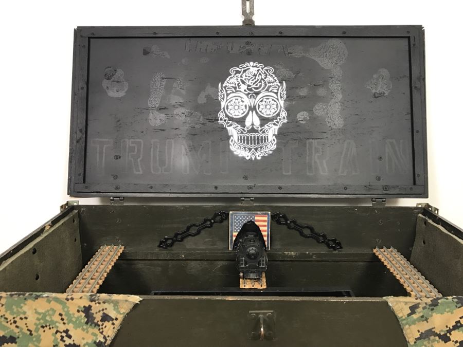 Very Cool Folk Art Military Themed Bar Wine Storage Locker With Trench Art 'Take A Shot' Bullet Shot Glasses Plus Bottle Openers - See All Photos [Photo 2]