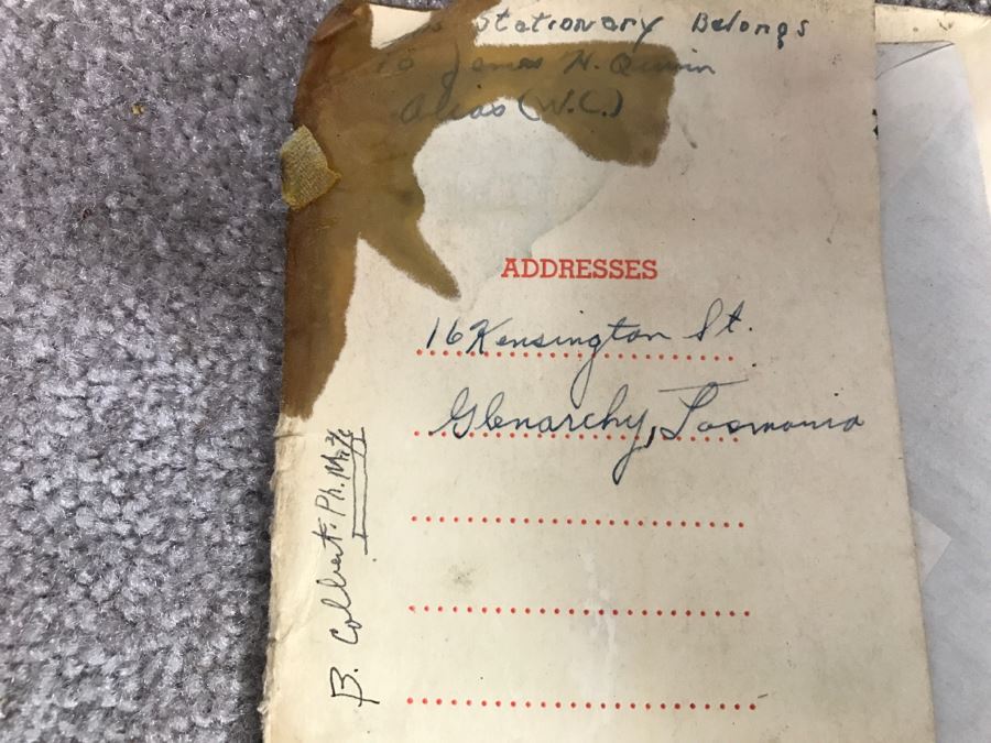 Historical WWII Military Trunk Time Capsule Loaded With Period Items Including Unopened Tobacco, Letters, Gold Fountain Pens, Notes, Japanese Military Jacket And More Owned By Charles F. Chase U.S.N. Doctor PhM Pharmacist's Mate - See All Photos [Photo 68]