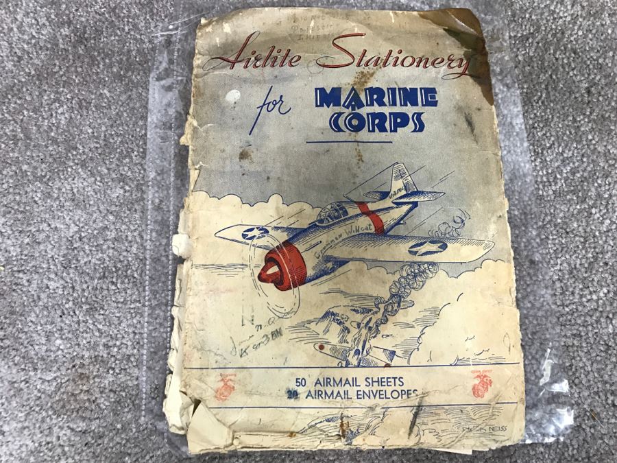 Historical WWII Military Trunk Time Capsule Loaded With Period Items Including Unopened Tobacco, Letters, Gold Fountain Pens, Notes, Japanese Military Jacket And More Owned By Charles F. Chase U.S.N. Doctor PhM Pharmacist's Mate - See All Photos [Photo 64]