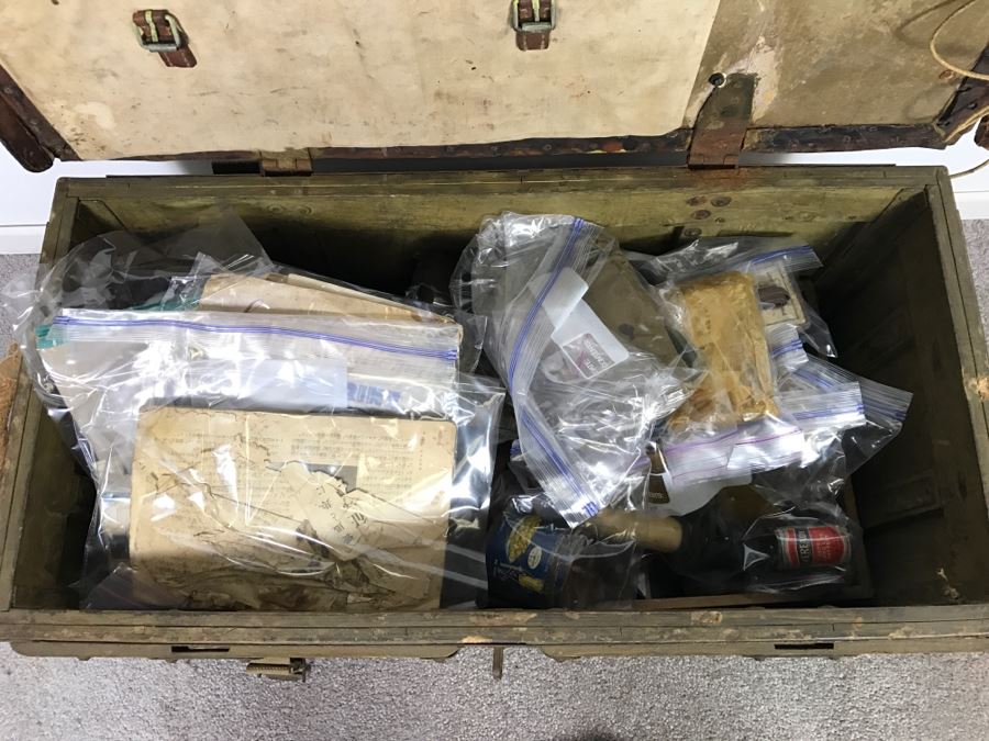 Historical WWII Military Trunk Time Capsule Loaded With Period Items Including Unopened Tobacco, Letters, Gold Fountain Pens, Notes, Japanese Military Jacket And More Owned By Charles F. Chase U.S.N. Doctor PhM Pharmacist's Mate - See All Photos [Photo 18]