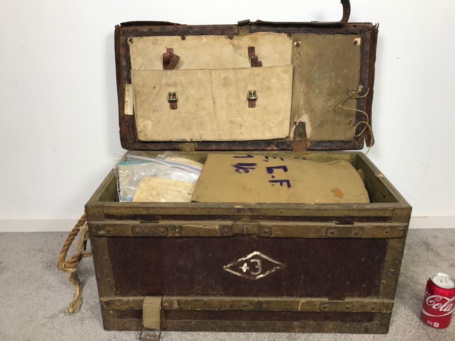 Historical WWII Military Trunk Time Capsule Loaded With Period Items Including Unopened Tobacco, Letters, Gold Fountain Pens, Notes, Japanese Military Jacket And More Owned By Charles F. Chase U.S.N. Doctor PhM Pharmacist's Mate - See All Photos [Photo 16]