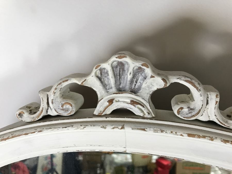 Vintage Shabby Chic French Provincial Vanity Desk Mahogany And Walnut By Mount Airy Furniture Co, NC With Bench [Photo 12]