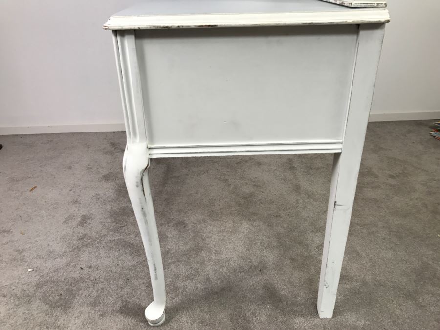 Vintage Shabby Chic French Provincial Vanity Desk Mahogany And Walnut By Mount Airy Furniture Co, NC With Bench [Photo 17]