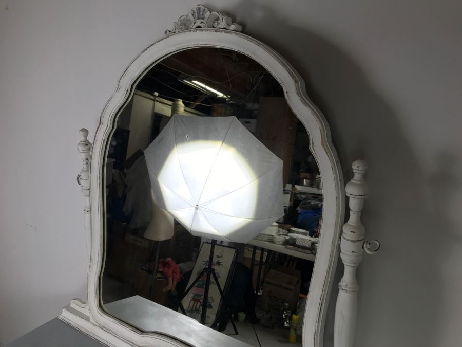 Vintage Shabby Chic French Provincial Vanity Desk Mahogany And Walnut By Mount Airy Furniture Co, NC With Bench [Photo 11]