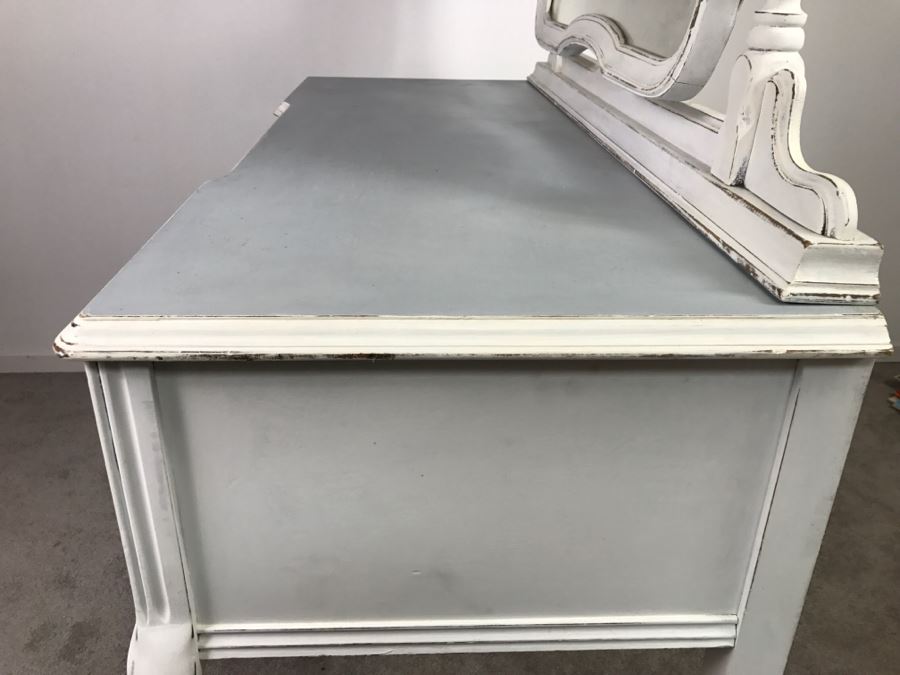 Vintage Shabby Chic French Provincial Vanity Desk Mahogany And Walnut By Mount Airy Furniture Co, NC With Bench [Photo 18]