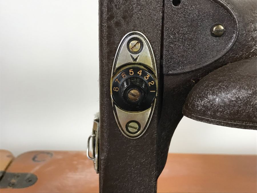 Vintage MidCentury White Rotary Sewing Machine With Patented 1927