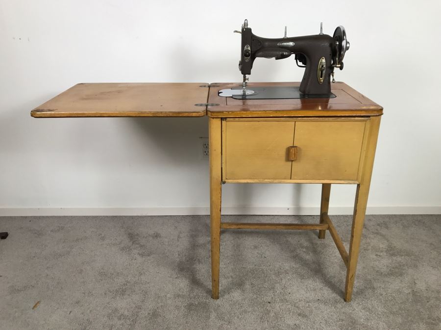 Vintage MidCentury White Rotary Sewing Machine With Patented 1927