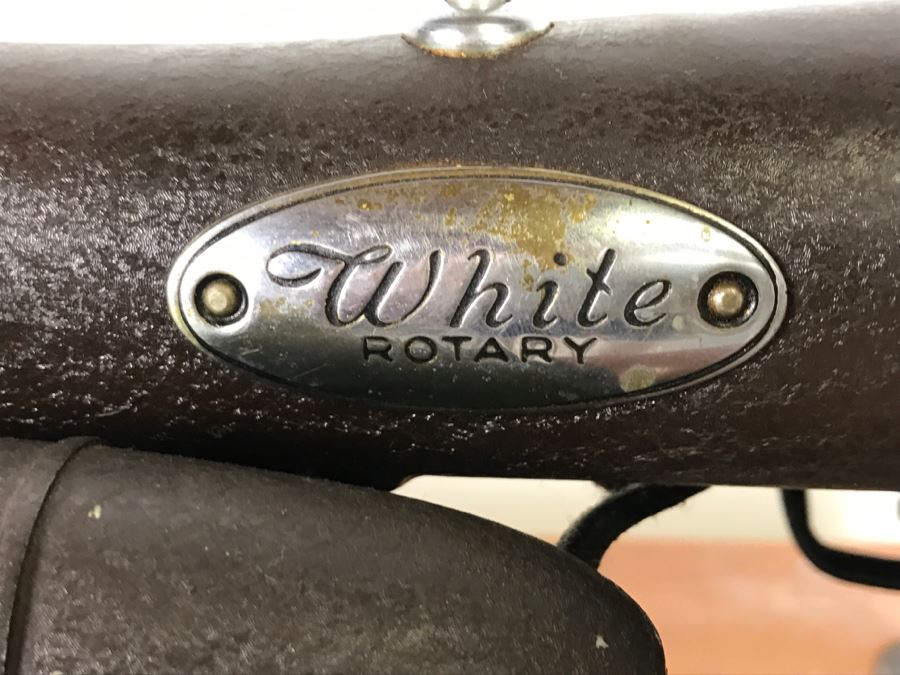 Vintage MidCentury White Rotary Sewing Machine With Patented 1927