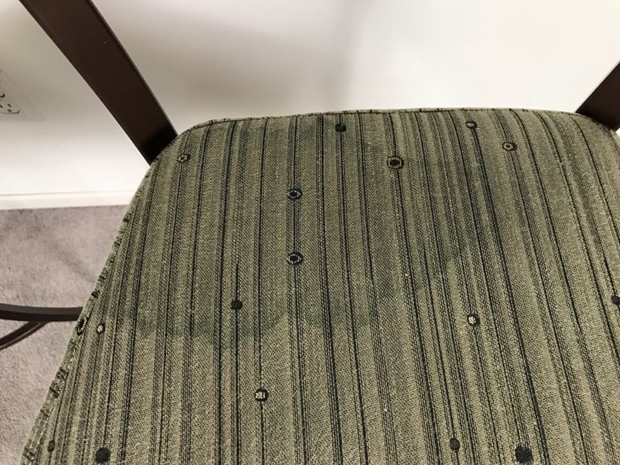 Pair Of Stylish Metal Bar Height Bar Stools - Seats Needs New Upholstery [Photo 6]