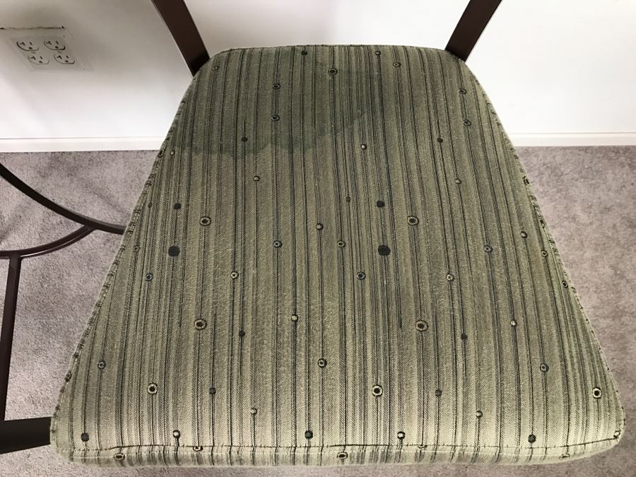 Pair Of Stylish Metal Bar Height Bar Stools - Seats Needs New Upholstery [Photo 5]