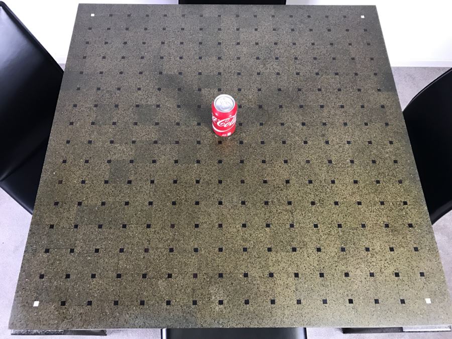 High End Lava Game Table With Four Elegant Black Leather Wrapped Chairs [Photo 9]