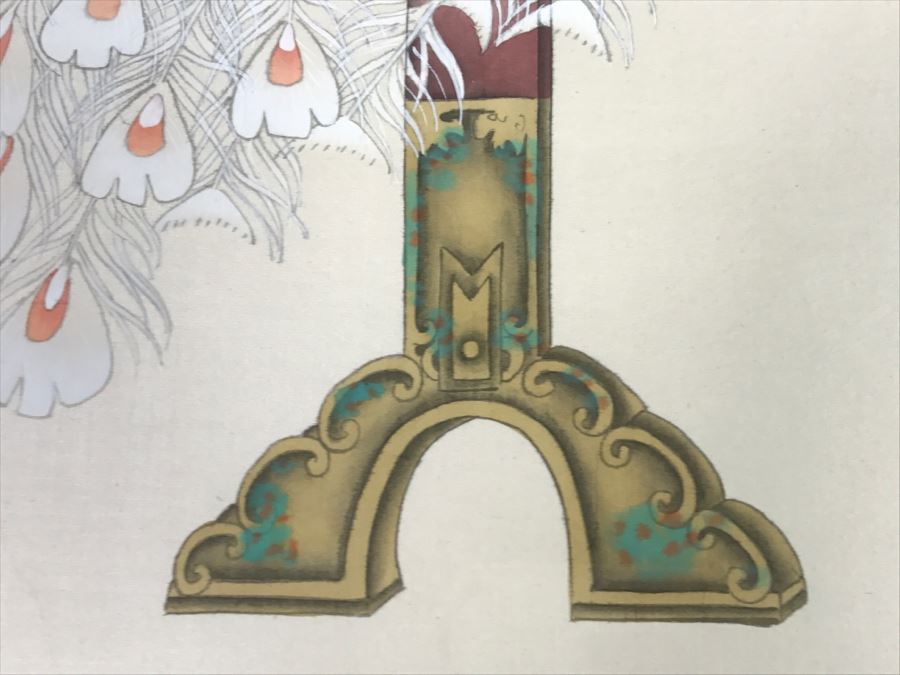 Stunning Original Asian Painting Of Albino Peacock Nicely Framed And Matted [Photo 8]