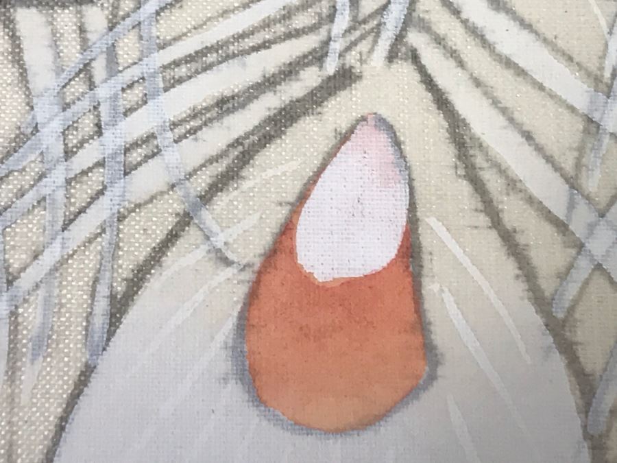 Stunning Original Asian Painting Of Albino Peacock Nicely Framed And Matted [Photo 13]