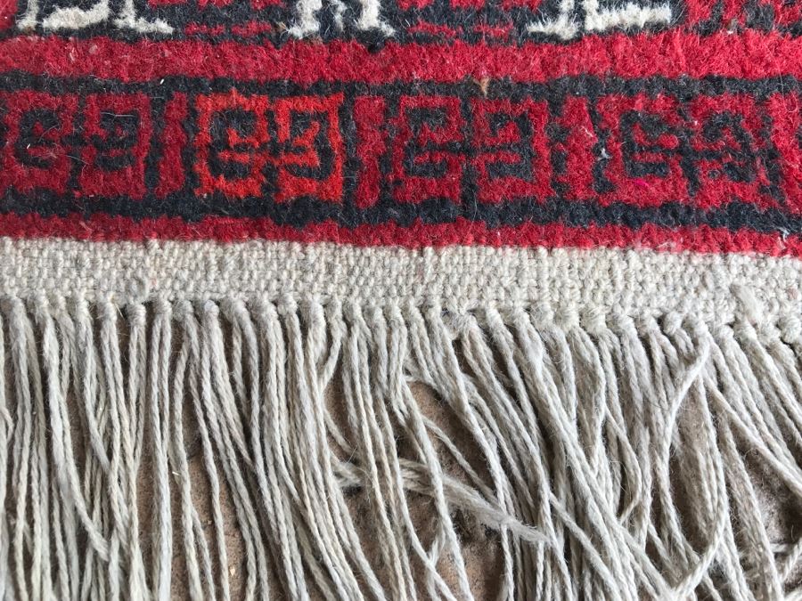 Vintage Hand Knotted Wool Persian Area Rug 7' 5'  X 5' 7' Reds Blacks And Whites [Photo 17]