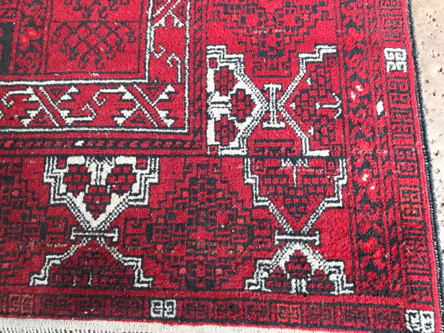 Vintage Hand Knotted Wool Persian Area Rug 7' 5'  X 5' 7' Reds Blacks And Whites [Photo 16]