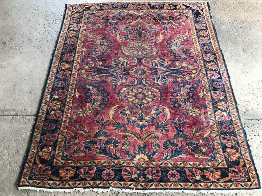 Vintage Hand Knotted Wool Persian Area Rug 6' 6' X 5' 5'