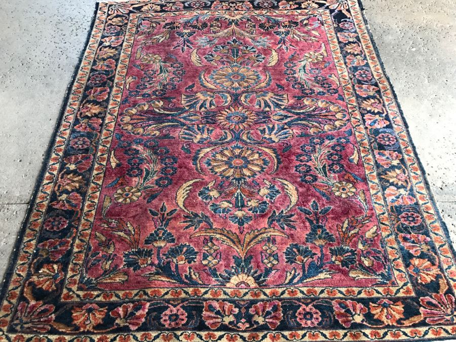 Vintage Hand Knotted Wool Persian Area Rug 6' 6' X 5' 5' [Photo 7]