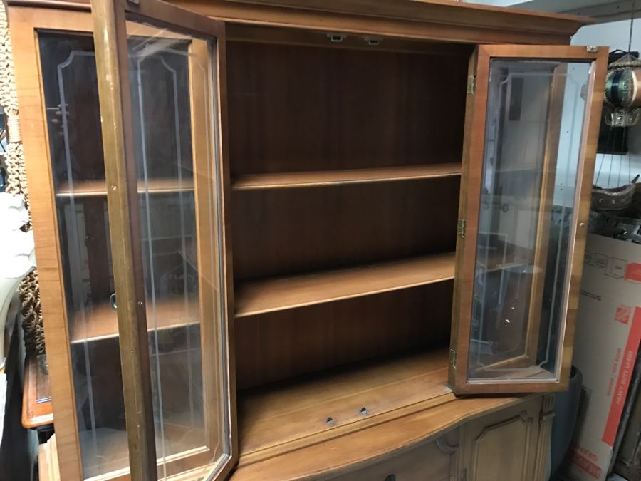 Vintage Wooden China Cabinet With Hutch [Photo 3]