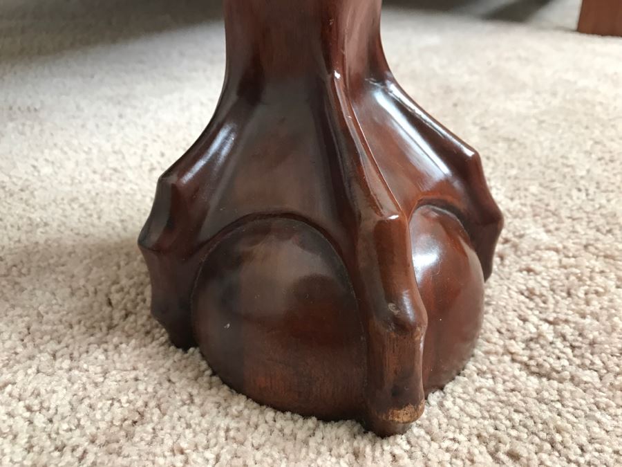 Stunning Mahogany Queen Size Four Poster Bed With Ball And Claw Feet That Converts To Canopy Bed With Like New Sealy Francisco Firm Mattress And Box Spring - Comes With Two Step Ladders On Either Side Of Bed (Guest Bed) [Photo 15]