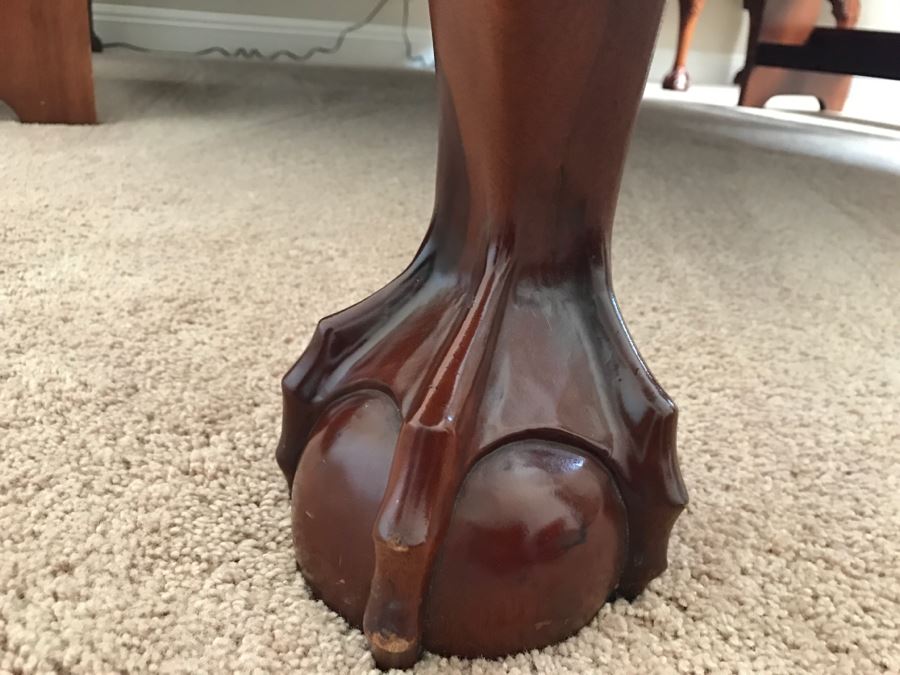 Stunning Mahogany Queen Size Four Poster Bed With Ball And Claw Feet That Converts To Canopy Bed With Like New Sealy Francisco Firm Mattress And Box Spring - Comes With Two Step Ladders On Either Side Of Bed (Guest Bed) [Photo 20]