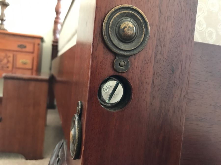 Stunning Mahogany Queen Size Four Poster Bed With Ball And Claw Feet That Converts To Canopy Bed With Like New Sealy Francisco Firm Mattress And Box Spring - Comes With Two Step Ladders On Either Side Of Bed (Guest Bed) [Photo 18]