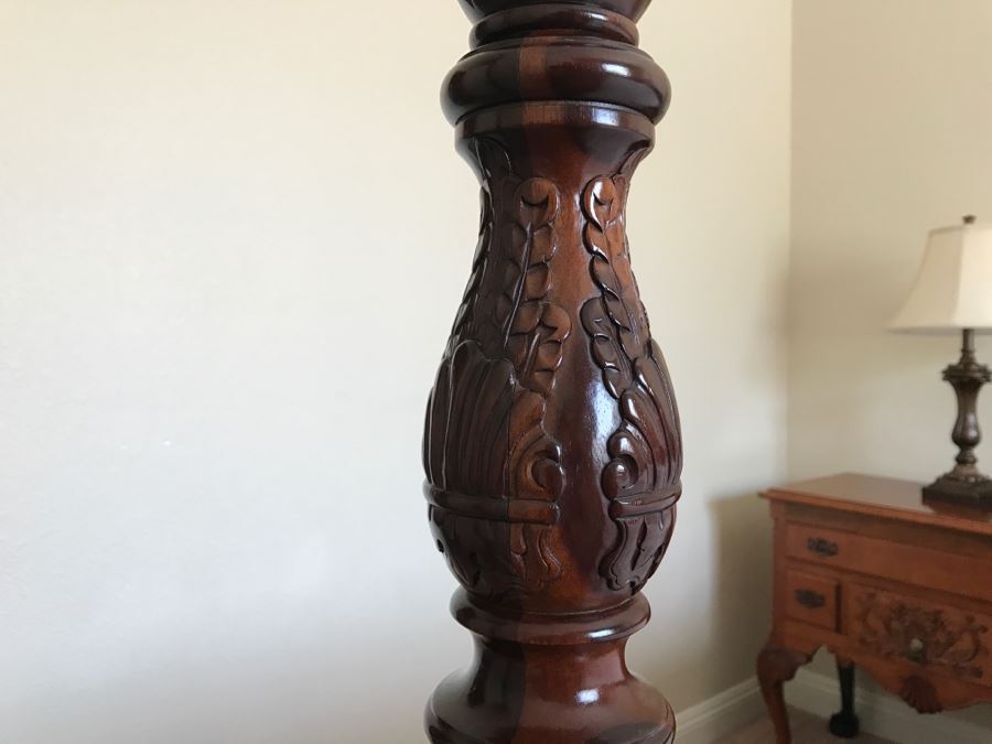 Stunning Mahogany Queen Size Four Poster Bed With Ball And Claw Feet That Converts To Canopy Bed With Like New Sealy Francisco Firm Mattress And Box Spring - Comes With Two Step Ladders On Either Side Of Bed (Guest Bed) [Photo 8]