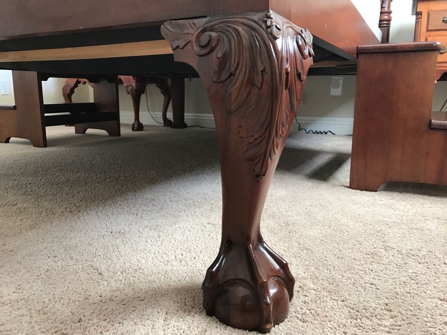 Stunning Mahogany Queen Size Four Poster Bed With Ball And Claw Feet That Converts To Canopy Bed With Like New Sealy Francisco Firm Mattress And Box Spring - Comes With Two Step Ladders On Either Side Of Bed (Guest Bed) [Photo 14]