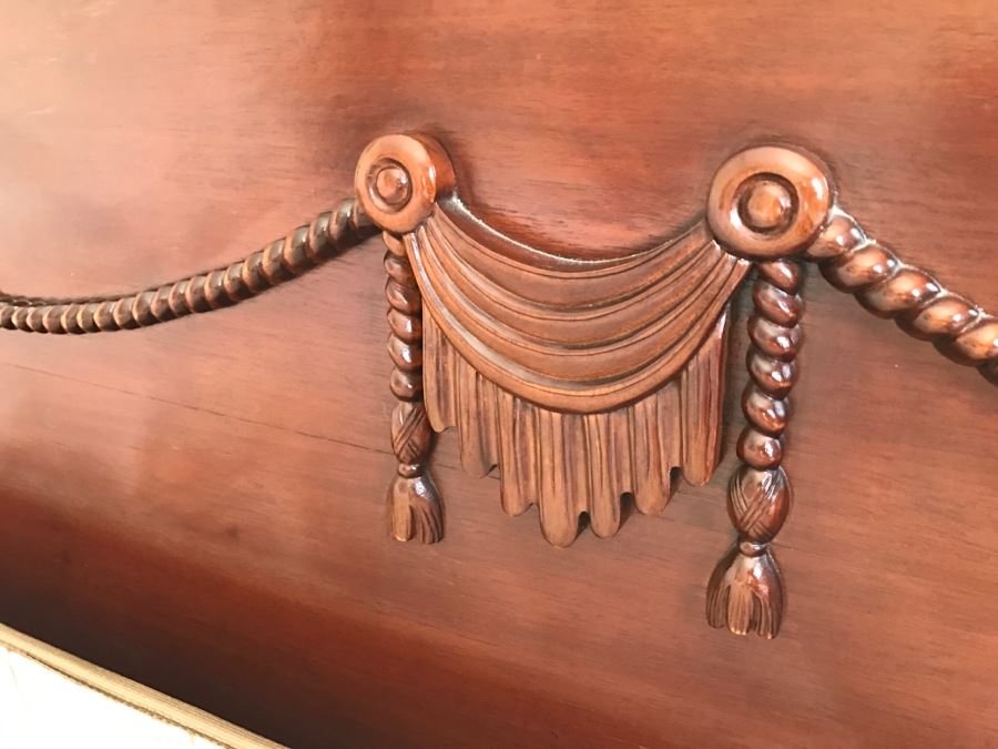 Stunning Mahogany Queen Size Four Poster Bed With Ball And Claw Feet That Converts To Canopy Bed With Like New Sealy Francisco Firm Mattress And Box Spring - Comes With Two Step Ladders On Either Side Of Bed (Guest Bed) [Photo 29]