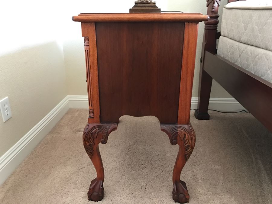 Pair Of Ornate Mahogany Side Tables Cabinets With Ball And Claw Feet (Matches Bed) [Photo 15]