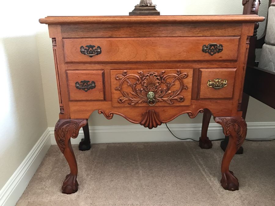 Pair Of Ornate Mahogany Side Tables Cabinets With Ball And Claw Feet ...