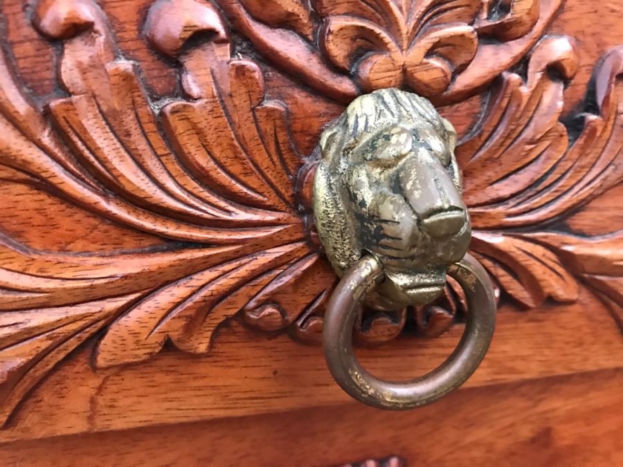 Pair Of Ornate Mahogany Side Tables Cabinets With Ball And Claw Feet (Matches Bed) [Photo 6]