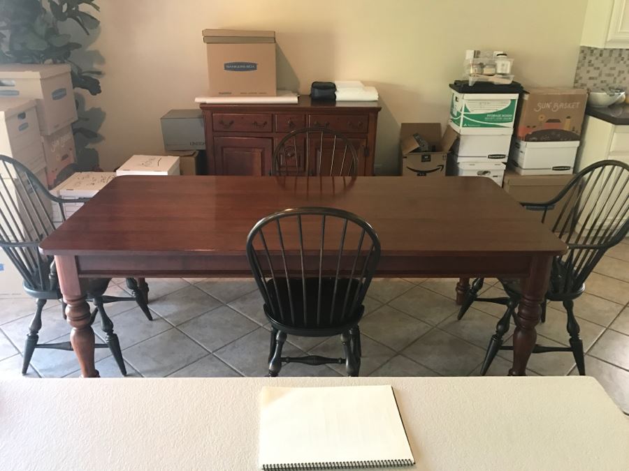Stunning Bob Timberlake (Artist) By Lexington Farm Table In Excellent Condition With Four Windsor Style Chairs (Table Comes With Pads) [Photo 41]